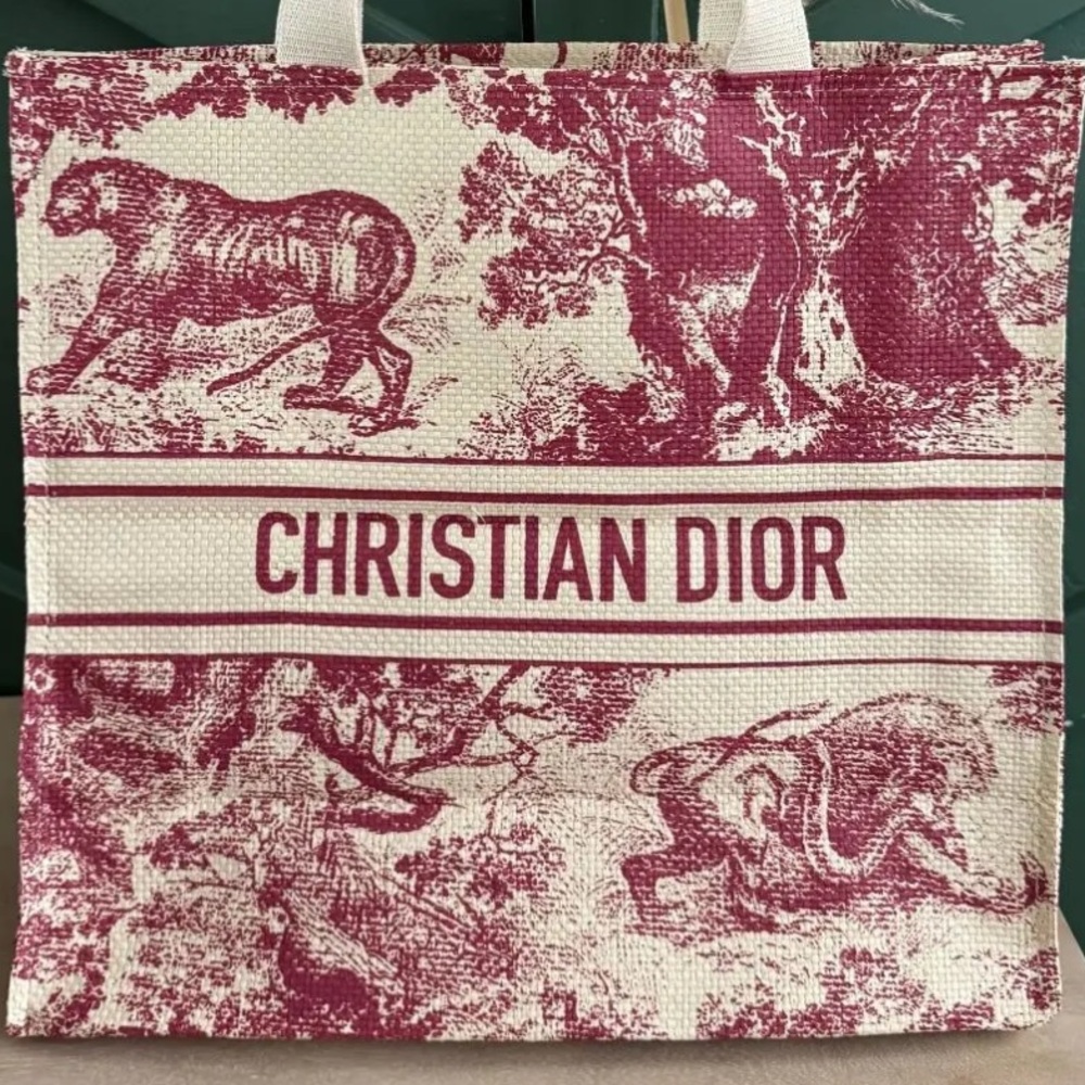 CHRISTIAN DIOR Straw Dioriviera Tote in Red - Picture 2 of 8